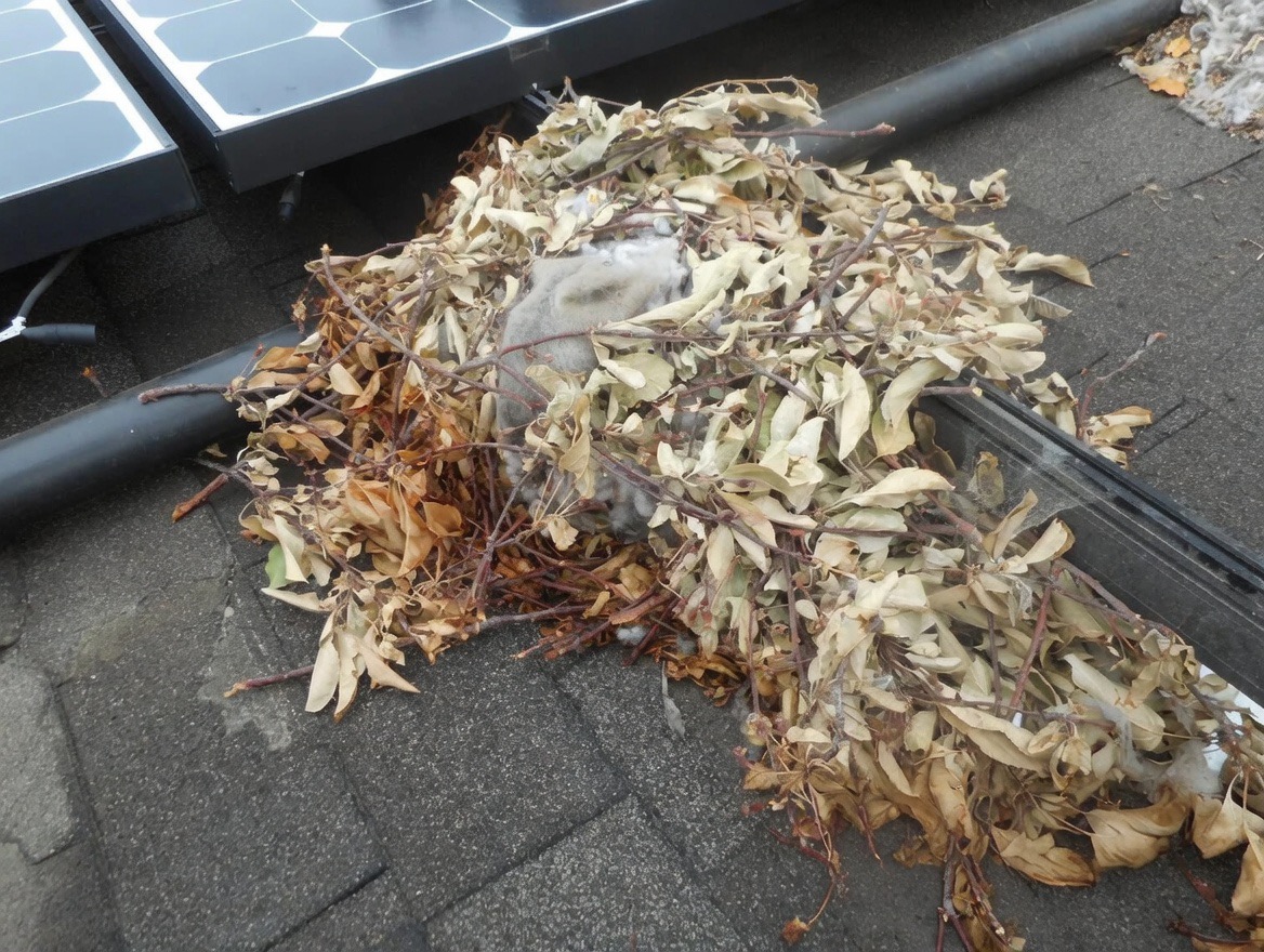 Leaves and debris removed from under solar panels